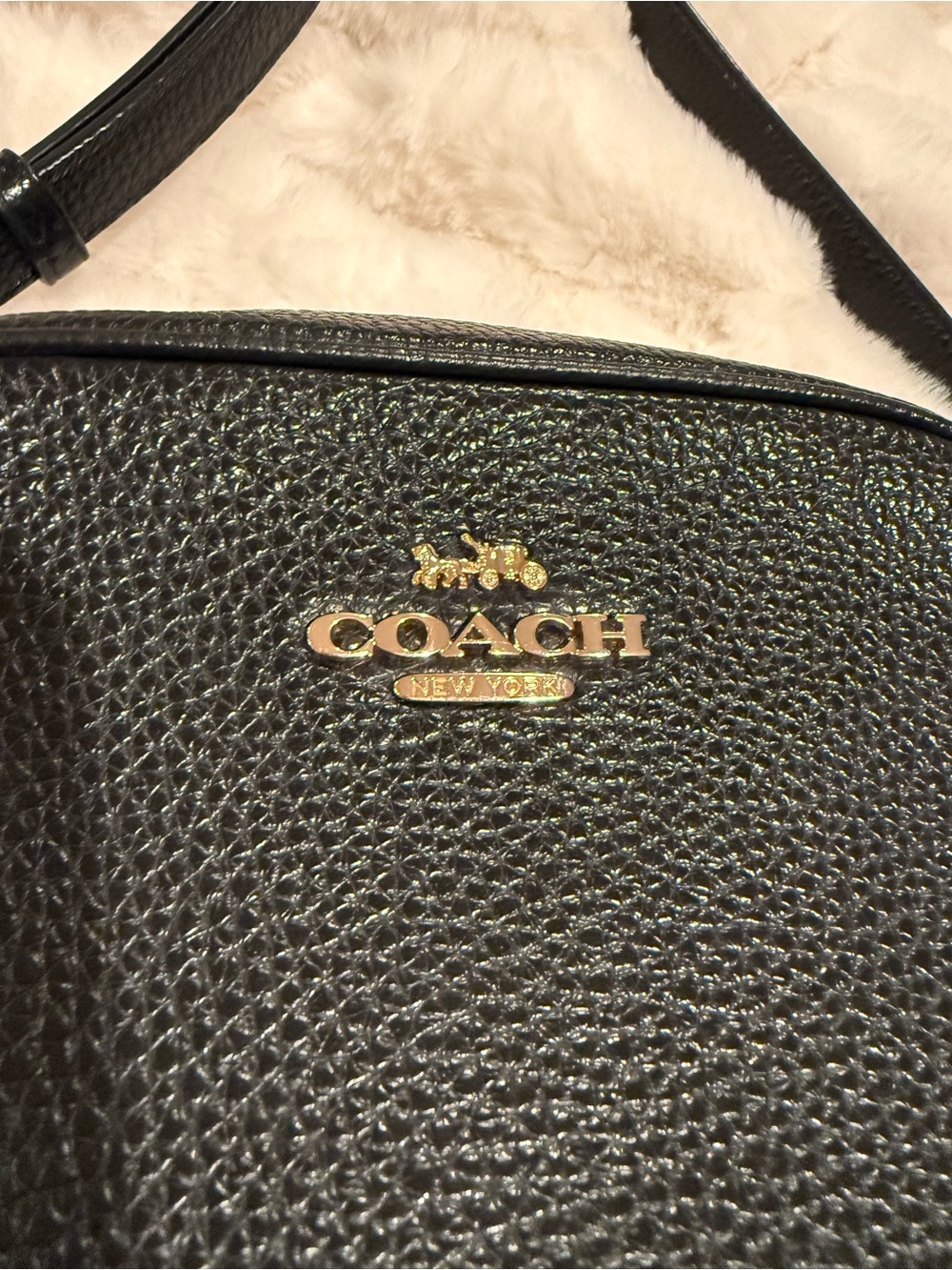Coach Black Pebbled Leather Crossbody Bag with Gold Hardware - Picture 5 of 7